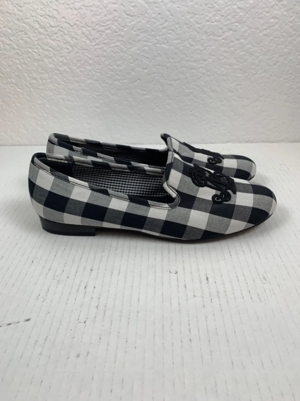 Lauren Ralph Lauren Women's Coleena III Loafer Size 8.5B Black White Gingham